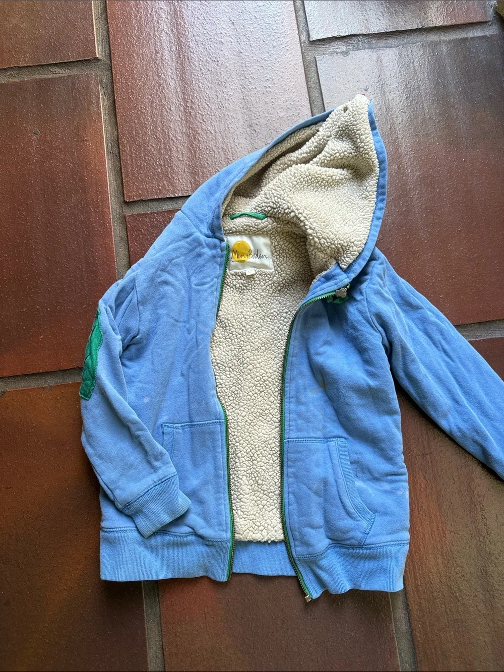 Mini Boden Blue Hoodie with dragon fleece lining 6-7y 🐉💙well loved